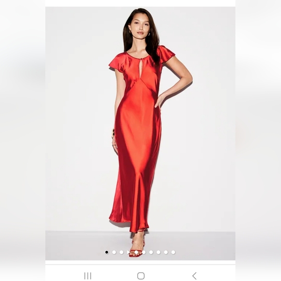 Satin Flutter Sleeve Maxi Dress - Picture 1 of 4